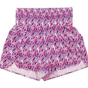 Simply Southern Pink Paisley Athletic Shorts Preppy Casual Athleisure